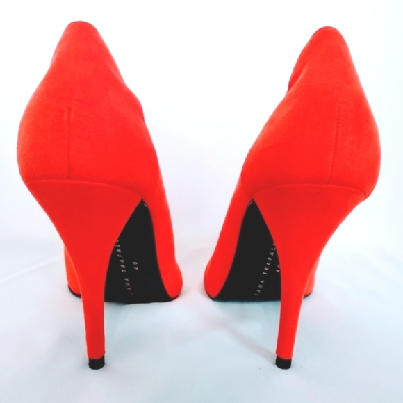 NWT Zara Trafaluc Red Suade Pump's - Picture 4 of 7